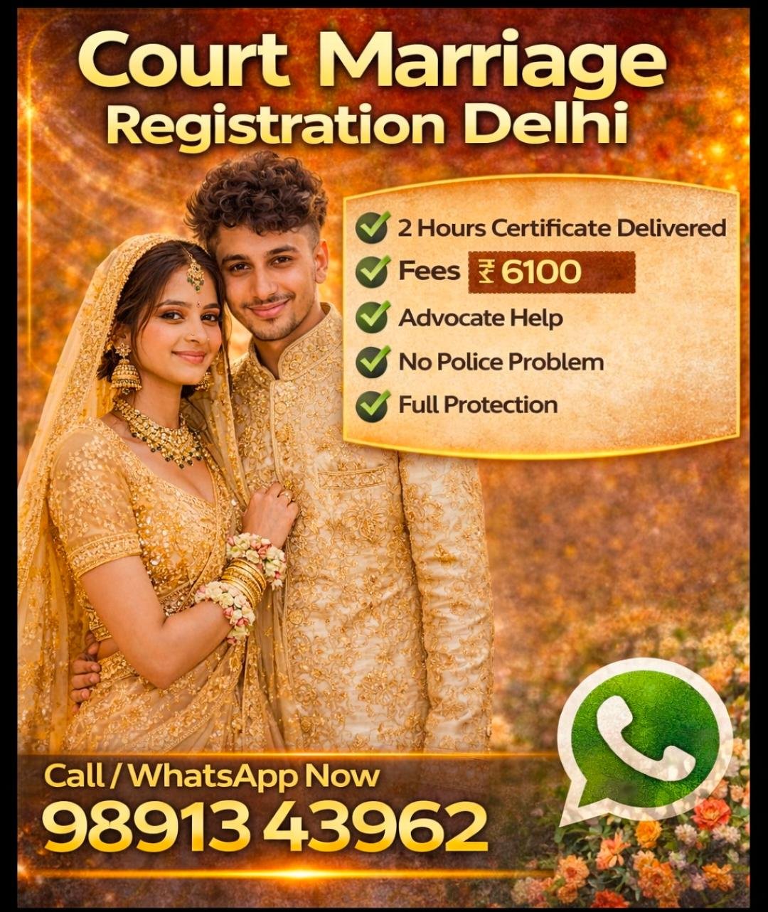 Same day court marriage certificate Delhi